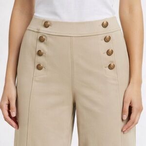 Ann Taylor Tan Wide-Leg stretch Sailor Nautical trousers sz 10